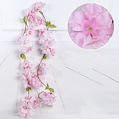 abordables Plantes et Fleurs Artificielles-sakura rotin simulation fleur soie forme de fleur décoration de mariage décoration de lieu de maison, fausses fleurs pour mariage arc mur de jardin fête à la maison hôtel bureau arrangement décoration