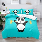 cheap Duvet Cover Sets-3D Bedding  Panda Rabbit print Print Duvet Cover Bedding Sets Comforter Cover with 1 print Print Duvet Cover or Coverlet，2 Pillowcases for Double/Queen/King