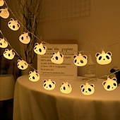 preiswerte USB-Lichterketten-LED-Panda-Lichterkette 1,5 m/4,92 Fuß, 10 LEDs, Batterie oder USB-Stromversorgung, Weihnachtszimmer, Schlafzimmer, Feiertagsdekoration, Cartoon-Panda-Laterne