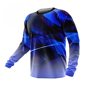 voordelige Heren shirts-Voor heren Downhill Jersey Lange mouw Fietsen Shirt Kleding Bovenlichaam met 3 achterzakken Ademend Sneldrogend Zacht Comfortabel Zwart Leger Groen Marine Blauw Grafisch Polyester Spandex Sport