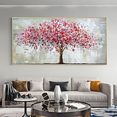 abordables Peintures fleurs/botaniques-Mintura main peinture à l&#039;huile sur toile mur art décoration moderne abstrait arbre rouge image pour la décoration intérieure roulé sans cadre non étiré peinture