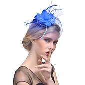 levne Fascinátory-Fascinátory Klobouky Doplňky do vlasů Organza Polyester / polyamid Kbelík Večírek Dovolená Retro styl S Peří Přílba Pokrývky Hlavy