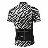 tanie Męskie koszulki-Męskie Koszulka rowerowa Zebra Krótki rękaw Rower Dżersej Top z 3 tylnymi kieszeniami Kolarstwo górskie Kolarstwie szosowym Szybkie wysychanie Odblaskowe paski Kieszeń na plecach Odprowadza wilgoć