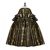 billige Kjoler-Rokoko Victoriansk Renessanse Gulvlengde Kjoler Party-kostyme Maskerade Store størrelser Normal Puffermer Kjegle Erme Prinsesse Blonder Slitasje Årgang Ballkjole Firkantet hals Kostyme Dame Royal Jul