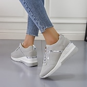 economico Sneakers da donna-scarpe da ginnastica da donna con zeppa taglie forti scarpe con aumento di altezza outdoor giornaliere color block estate punta tonda sportiva classica scarpe da tennis casual da passeggio stringate grigio rosa scarpe da ginnastica bianche