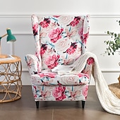baratos Tampa da poltrona e capa de cadeira sem braço-Cadeira de asa capa de tecido spandex capas de sofá poltrona de asa com uma capa de almofada de assento protetor de móveis de padrão floral para sala de estar