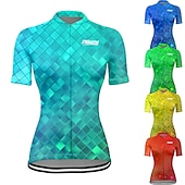 preiswerte Radtrikot Damen-Damen Radtrikot Geometrisch Kurzarm Fahhrad Trikot Oberteil mit 3 Gesäßtaschen Mountainbike MTB Straßenradsport Schnelltrocknend Reflektierende Streifen Rückentasche Feuchtigkeitsableitend Sport Rot