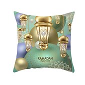 baratos Capa de almofada de férias-Capa de almofada ramadan 1 peça capa de almofada quadrada decorativa macia fronha para quarto sala de estar almofada interna lavável à máquina de qualidade superior para sofá sofá cama cadeira