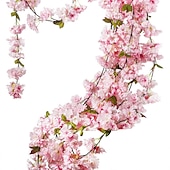 abordables Plantes et Fleurs Artificielles-sakura rotin simulation fleur soie forme de fleur décoration de mariage décoration de lieu de maison, fausses fleurs pour mariage arc mur de jardin fête à la maison hôtel bureau arrangement décoration