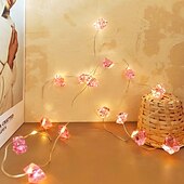olcso USB-tápellátás-tündérfüzér lámpák 2m/6.56ft kristály alakú 20 leds rézhuzalos lámpák elemes vagy usb-s karácsonyi esküvői parti házikert ünnepi dekoráció