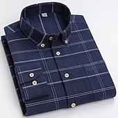 voordelige oxford-overhemden voor heren-Voor heren Overhemd Button-down overhemd Shirt met kraag Oxford overhemd Schotse ruit Bruiloft Casual A B F G Lange mouw Alle seizoenen Kleding