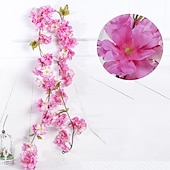 abordables Plantes et Fleurs Artificielles-sakura rotin simulation fleur soie forme de fleur décoration de mariage décoration de lieu de maison, fausses fleurs pour mariage arc mur de jardin fête à la maison hôtel bureau arrangement décoration