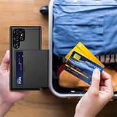 abordables Carcasas Samsung-Funda para teléfono para Samsung Galaxy S24 S23 S22 S21 S20 Plus Ultra S25 Ultra funda trasera soporte para tarjetas a prueba de golpes de color sólido TPU