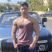 billiga Gym-toppar-Herr Linne Undertröjor Ärmlös tröja Wifebeater skjorta Ärmlös Rund hals Sommar Slät Sport Mode Lättvikt Semester Ledigt Helgdag Svart Vit Rubinrött Topp t-shirt för män