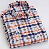 voordelige oxford-overhemden voor heren-Voor heren Overhemd Button-down overhemd Shirt met kraag Oxford overhemd Schotse ruit Bruiloft Casual A B F G Lange mouw Alle seizoenen Kleding