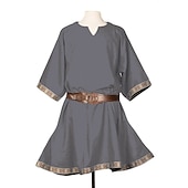 abordables Hauts-Punk &amp; Gothique Médiéval Renaissance Blouse / Chemise Tunique Guerrier Viking Grande Taille Couleur Unie Déguisement Homme Viking Performance Soirée Scène Adulte Chemisier