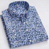 voordelige oxford-overhemden voor heren-Voor heren Overhemd Button-down overhemd Shirt met kraag Oxford overhemd Schotse ruit Bruiloft Casual A B F G Lange mouw Alle seizoenen Kleding