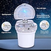levne Organizéry do auta-popelník do auta přenosný bling cigaretový bezdýmný držák na láhev s modrým LED indikátorem autodoplňky pro ženy ideální pro auto domů a do kanceláře 1ks