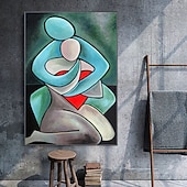 abordables Peintures portraits-Mintura main peinture à l'huile sur toile mur art décoration moderne figure abstraite photo pour la décoration intérieure roulé sans cadre non étiré peinture