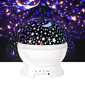 baratos Luzes de Natal-Projetor de céu estrela lâmpada de luz noturna 360 graus lâmpada de mesa giratória 4 luzes led 8 cores mudam com cabo usb para crianças quarto de bebê e decoração de festa