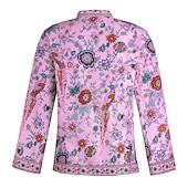 preiswerte Boho Tops-Damen Hemd Bluse Gelb Rosa Pudriges Rosa Graphic Blumen Taste Bedruckt Langarm Täglich Festtage Vintage Boho Strassenmode Rundhalsausschnitt Standard Boho S