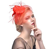 levne Fascinátory-Fascinátory Klobouky Doplňky do vlasů Organza Polyester / polyamid Kbelík Večírek Dovolená Retro styl S Peří Přílba Pokrývky Hlavy