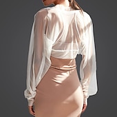 cheap Wedding Guest Wraps-Shawl &amp; Wrap Shawls Women's Wedding Guest Wrap Bolero Pure Sexy Sun Protection Long Sleeve Lace Wedding Wraps With Pure Color For Party Spring &amp; Summer dress to impress