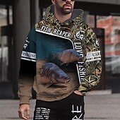abordables Sudaderas con capucha para hombre-Hombre Graphic Animal Sudadera Sudaderas Sudadera Manga Larga Sudadera con capucha Con Capucha Ropa de calle Impresión 3D Deporte Diario Caqui claro. Negro Estampado Primavera &amp; Otoño Diseñador