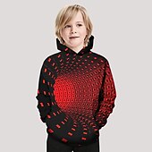 ieftine Viziune 3D și geometrie a băiatului-Băieți 3D Geometric Hanorac cu Glugă Manșon Lung Tipărire 3D Primăvară Iarnă Activ De Bază Copii Copil Zilnic