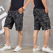 cheap Outdoor-Men&#039;s Cargo Shorts Baggy Shorts Multi Pocket 6 Pocket Camouflage Breathable Knee Length Sports Outdoor Streetwear Casual Black Blue