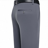 cheap Slim-Men&#039;s Dress Pants Trousers Slacks Flat Front Pants Suit Pants Straight Leg Geometry Stretch No-Iron Formal Wedding Business Classic Style Casual Black Royal Blue High Waist Stretchy
