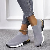 levne Dámské tenisky-dámské černé úpletové slip-on tenisky – stylové neformální boty se zlatým akcentem na podpatku, lehké a pohodlné na denní nošení
