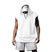 cheap Tank Tops-Men&#039;s T Shirt Tank Top Hoodie Short Sleeve Hooded Summer Plain Fashion Classic Casual Outdoor Street Casual Black White Army Green Top Tee for Men
