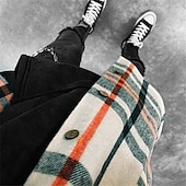 preiswerte Flanellhemden-Herren Hemd Flanellhemd Hemdjacke Overshirt Karo Outdoor Straße Beige Langarm Kragen Herbst Winter Bekleidung Druck