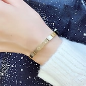 economico Braccialetti-bracciale da donna classico da donna in acciaio inossidabile con intarsi in zircone cubico oro argento oro rosa 1 pezzo braccialetto per festa regali quotidiani vesti per stupire 2025