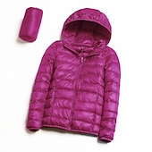 levne Puffer Jackets-dámská bunda s kapucí turistická péřová bunda duckdown zimní outdoor celorozepínací mikina s kapucí zateplená sbalitelná větruodolná ultra lehká (ul) bunda kabát top kemping lyže / snowboard rybaření červená modrá
