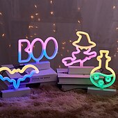 billiga LED-neonlampor-neon nattljus godis fladdermus döskallehatt formad aaa batteridriven usb-driven