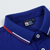 levne Pánské klasické polo-Pánské Polo trička Golfová košile Venkovní Ležérní Polo límec Žebrovaný polo límec Krátký rukáv Klasické Proužky Tlačítko Přední Tlačítko dolů Léto Běžný Modrá moře Černá Bílá Světlá růžová Rubínov