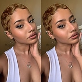 economico Parrucche di altissima qualità-breve pixie cut parrucche per le donne nere mamma parrucca parrucche brasiliane dei capelli umani dito ocean wave parrucca remy parrucca di capelli umani a buon mercato parrucca per il partito