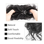 abordables Chignons-chignon morceau de cheveux super long ébouriffé chignon extensions chignon cheveux ondulés wrap queue de cheval postiches cheveux chouchous avec élastique bande de cheveux pour femmes filles