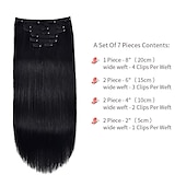 abordables Extensions à Clips-A Clipser Extensions de cheveux Cheveux Naturel humain 7 pièces Pack Droit soyeux Noir Extensions de cheveux
