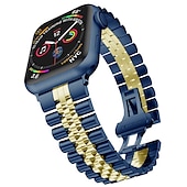 cheap Apple Watch Bands-Link Bracelet Compatible with Apple Watch band 38mm 40mm 41mm 42mm 44mm 45mm 49mm Men Two Tone Metal Clasp Stainless Steel Strap Replacement Wristband for iwatch Ultra 2 Series 9 8 7 SE 6 5 4 3 2 1