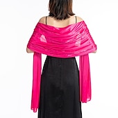 economico Scialli-sciarpa da donna in imitazione seta trasparente, mantello, scialle lungo, tinta unita, per festa di nozze, elegante e scintillante&amp;amp;abito da sposa con sciarpa damigella d&#039;onore splendente per
