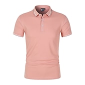 levne Pánské klasické polo-Pánské Polo trička Golfová košile Venkovní Ležérní Polo límec Žebrovaný polo límec Krátký rukáv Klasické Proužky Tlačítko Přední Tlačítko dolů Léto Běžný Modrá moře Černá Bílá Světlá růžová Rubínov