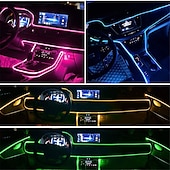 abordables Guirlandes lumineuses USB-Éclairage intérieur de voiture à LED RVB 5 en 1 avec bande de fil EL flexible contrôlée par application pour les décorations de Noël à la maison