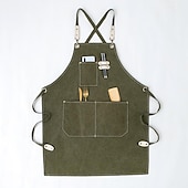 economico grembiule-grembiule da cuoco nero per uomo donna con tasca, grembiule da lavoro in tela di cotone incrociato sul retro resistente regolabile