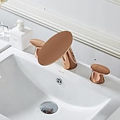 cheap Multi Holes-Widespread Bathroom Sink Faucet,Two Handle Three Holes Waterfall  Electroplated Bath Taps