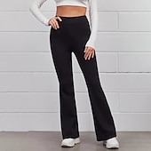 cheap Women&#039;s Flare Pants-Women&#039;s Normal Bootcut Flare Flared Pants Fashion Full Length High Waist Plain Wide Leg Comfort Micro-elastic Casual Weekend Black Yellow Red Blue Summer Spring &amp;  Fall Regular Fit