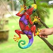 levne zahradní sochy a sochy-venkovní kovová dekorace, figurka gekona, závěsné gecko na zeď umělecké ozdoby ještěrky nástěnné sochy a sochy dekorace pro domácí zahradu statek veranda terasa zahradní plot dvorek