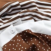 economico Abiti da vacanza-abito casual da donna abito svasato abito lungo maxi abito marrone mezza manica bottoni color block primavera estate scollo a V basic 2023 5xl